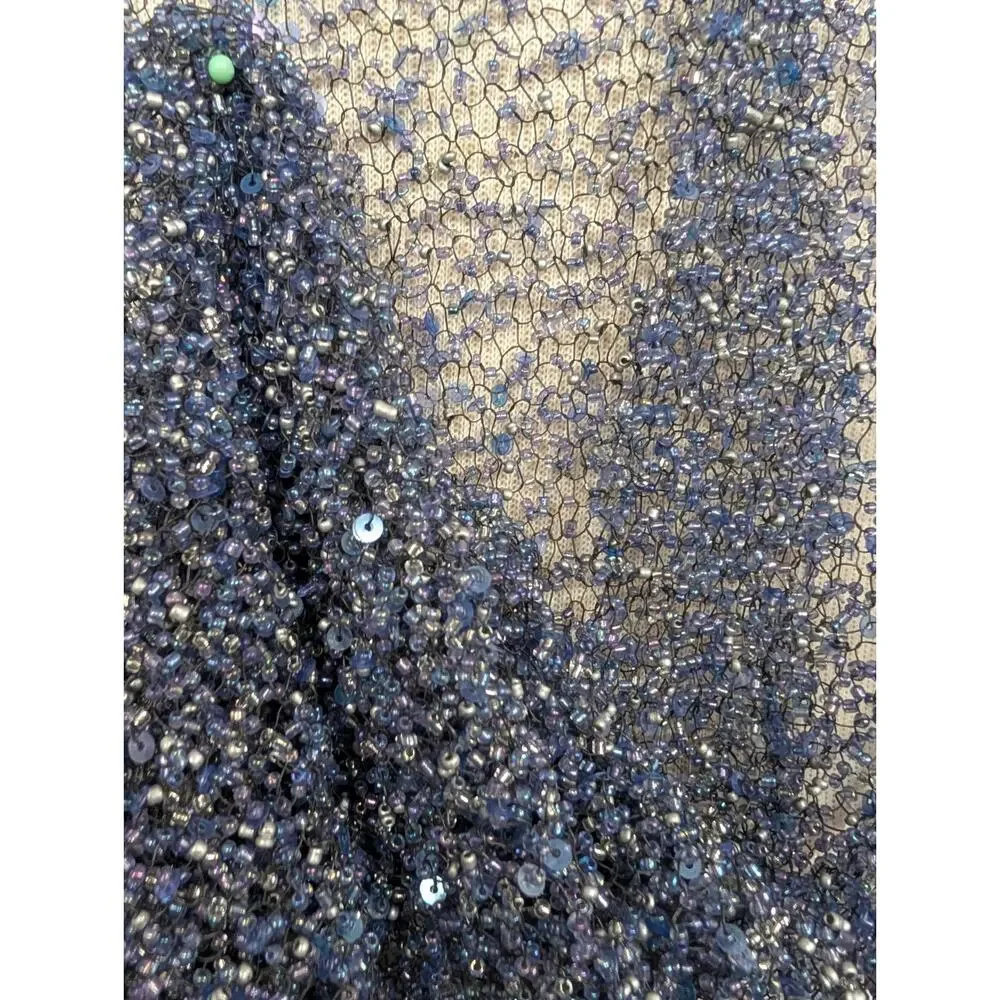 Renaissance‎ Chain Mail Blue Sequined Scarf European Weave 72 In X 8 In